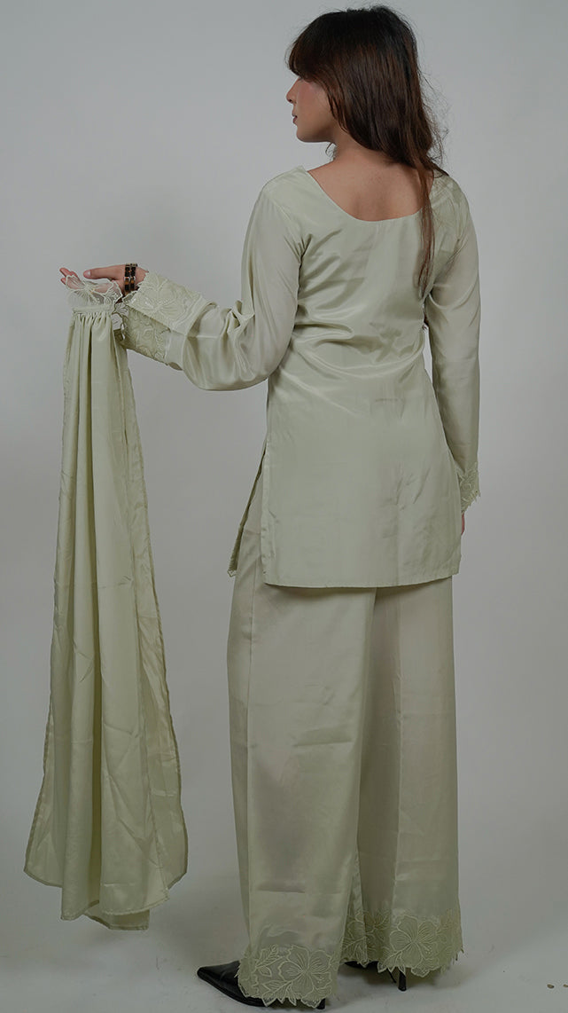 Matcha Sage Green Kurti Set (3 pieces )