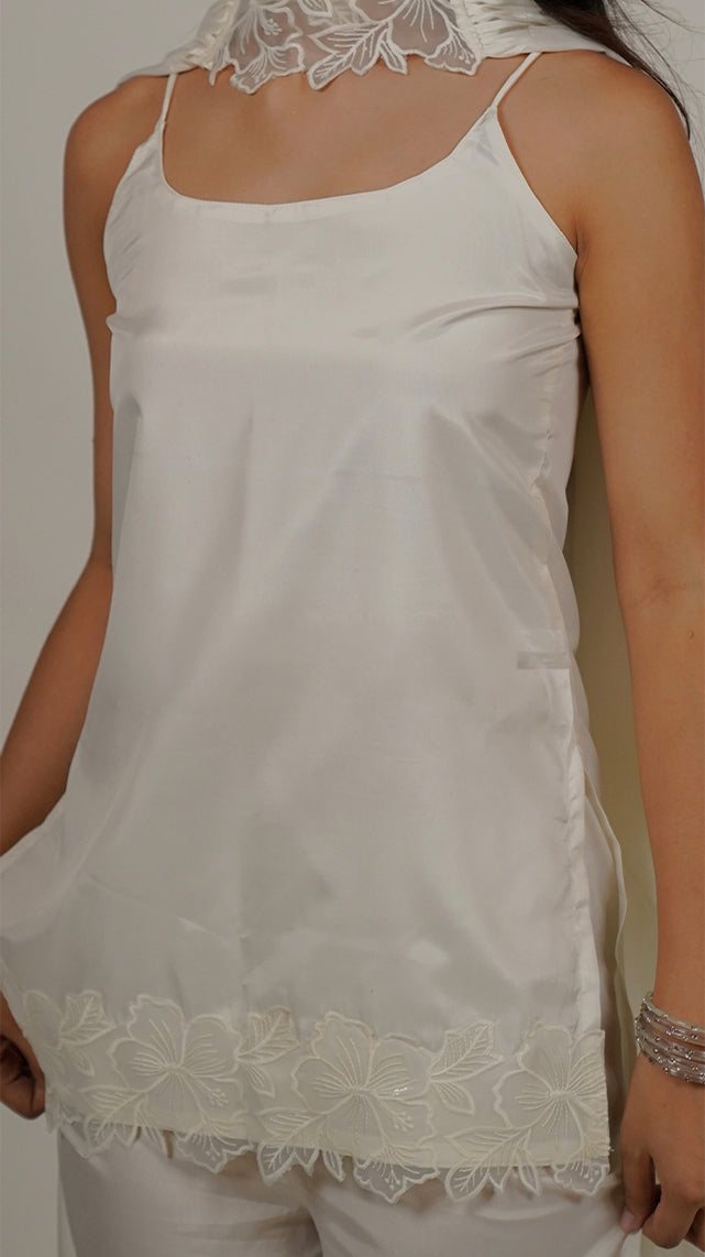 Meera Ivory White Kurti Set (3 pieces)