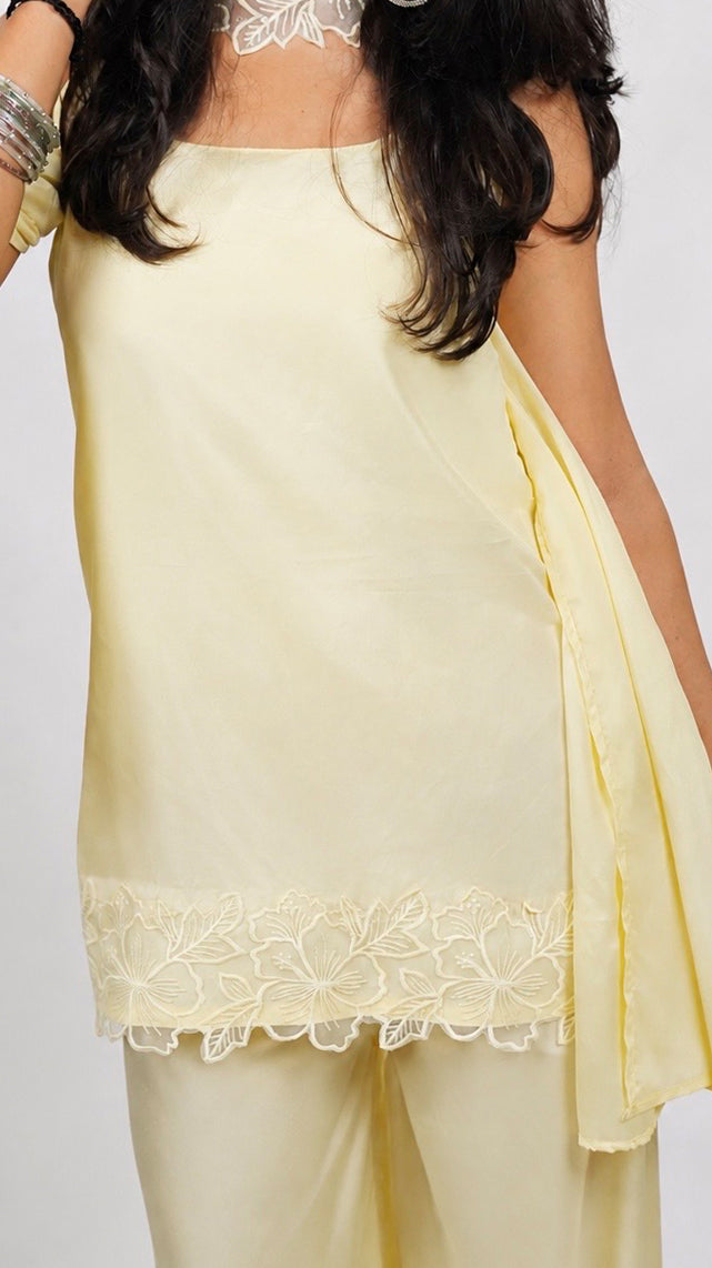 Aarushi Butter Yellow Kurti Set (3 pieces)