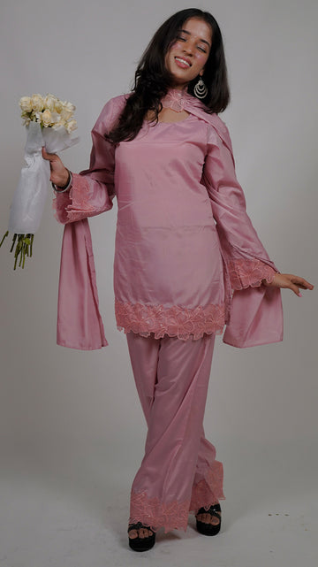 Lychee Mauve Pink Kurti Set (3 pieces)