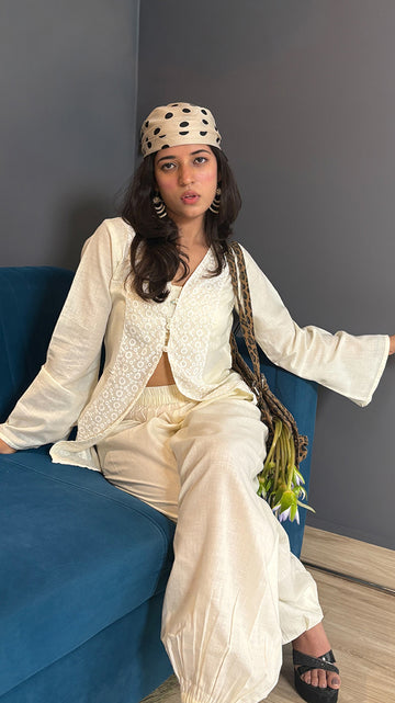 Aafreen White Shirt and Balloon Pants Set (2 pieces)