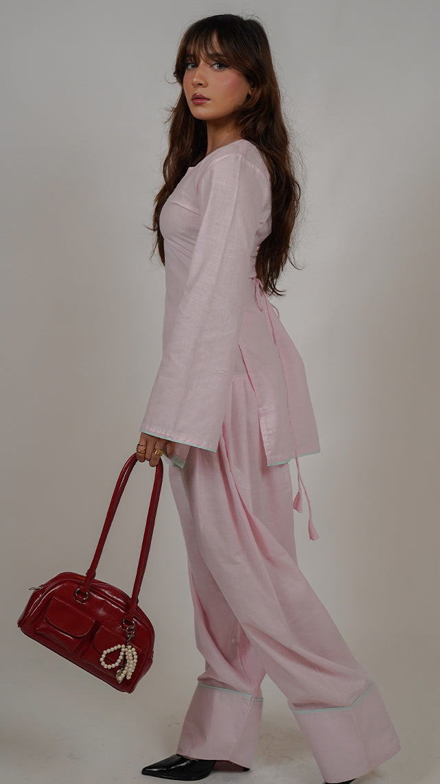 Mifra Baby Pink Corset-Back Farshi Shalwar Set(2 PIECES)