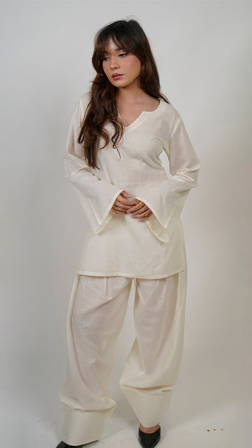 Zoya White Corset-Back Farshi Shalwar Set (2 pieces)