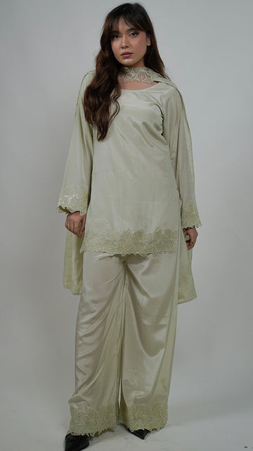 Matcha Sage Green Kurti Set (3 pieces )